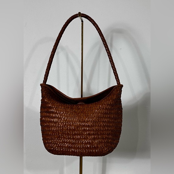 Madewell Handbags - Madewell handwoven shoulder bag - caramel leather